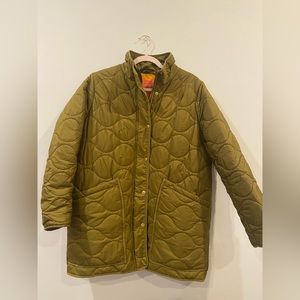 J. Crew Olive Green Quilted Puffer Coat